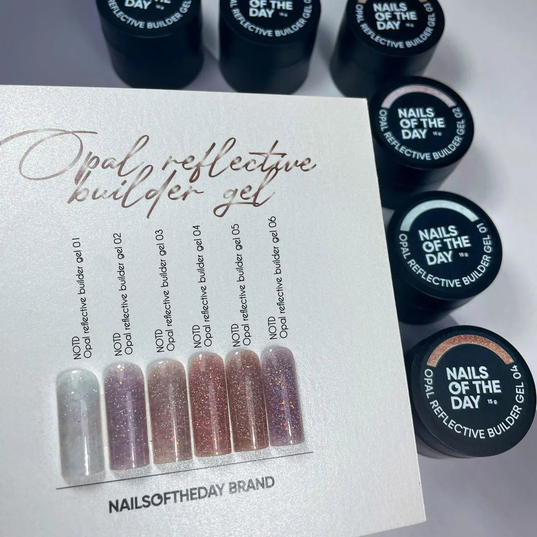 NAILSOFTHEDAY Opal Reflective builder gel 01 — milky building gel with opal shin