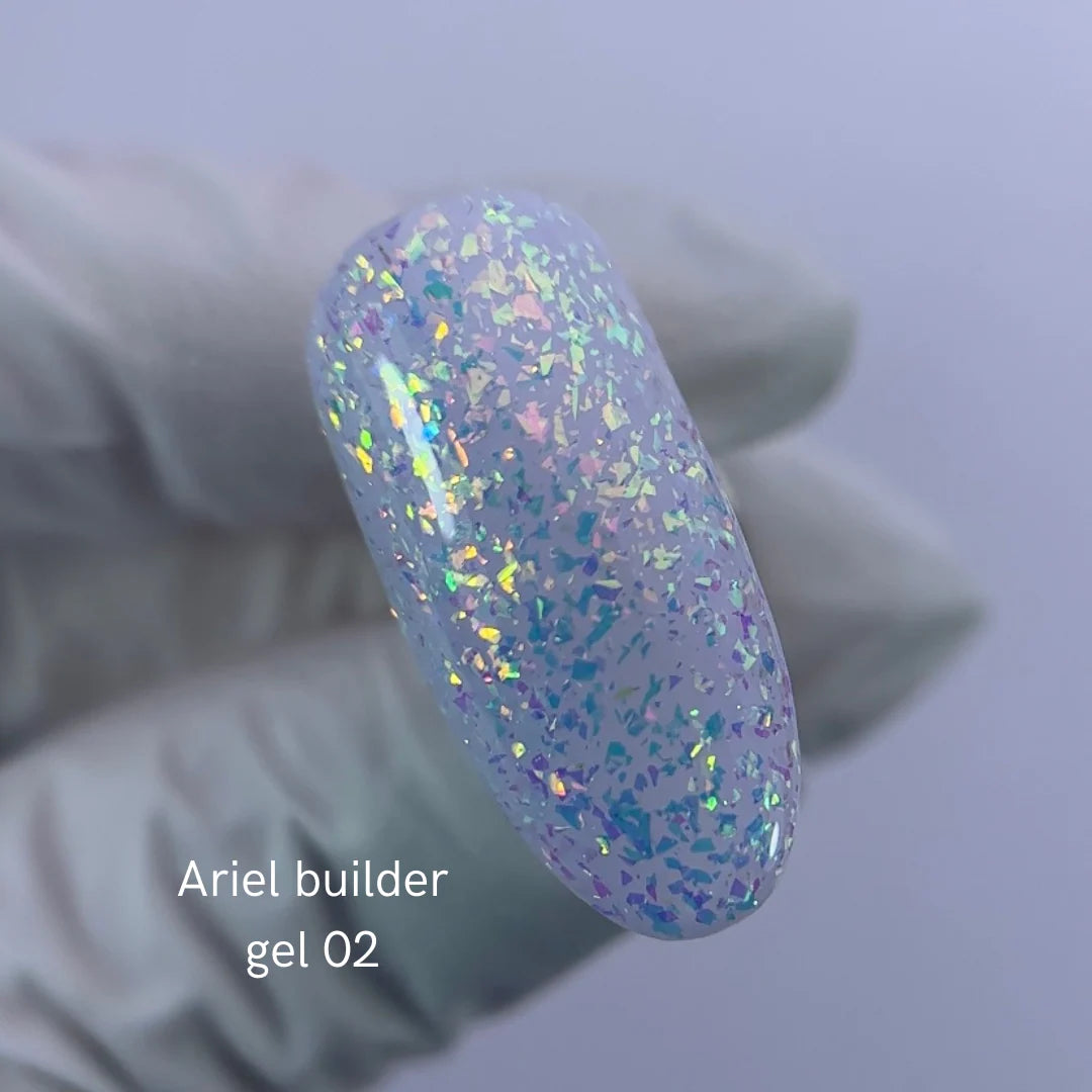 NAILSOFTHENIGHT Ariel gel 02— building gel with multi-colored yuki flakes for n