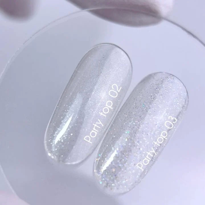 NAILSOFTHEDAY Party top 03 - transparent with holographic shimmer without sticky