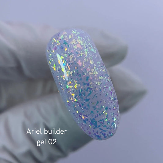 NAILSOFTHENIGHT Ariel gel 02— building gel with multi-colored yuki flakes for n