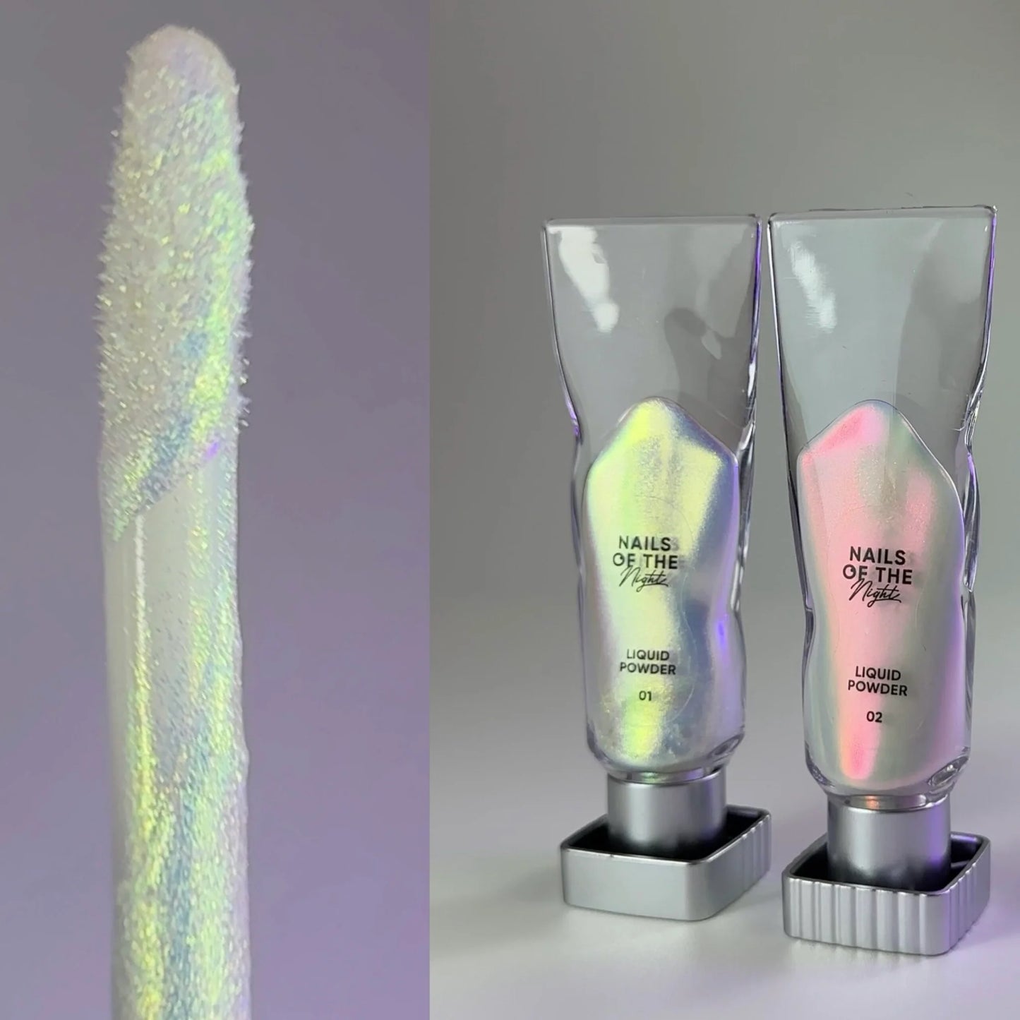 Liquid powder 02 — liquid rub with iridescence from green to red-pink for nails,