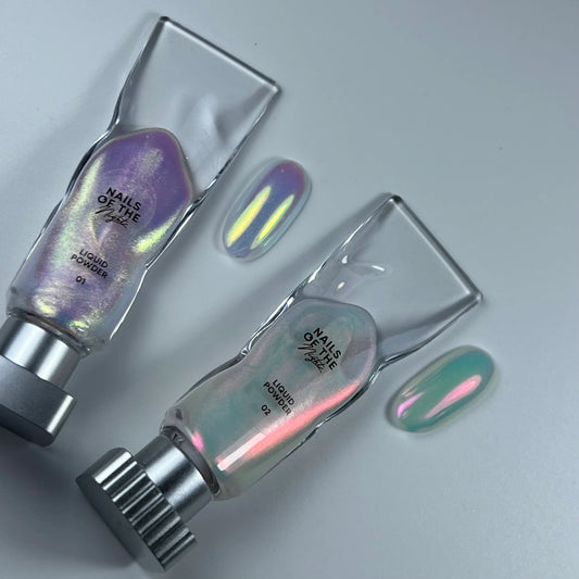 Liquid powder 01 — liquid rub with iridescence from green to purple for nails, 5